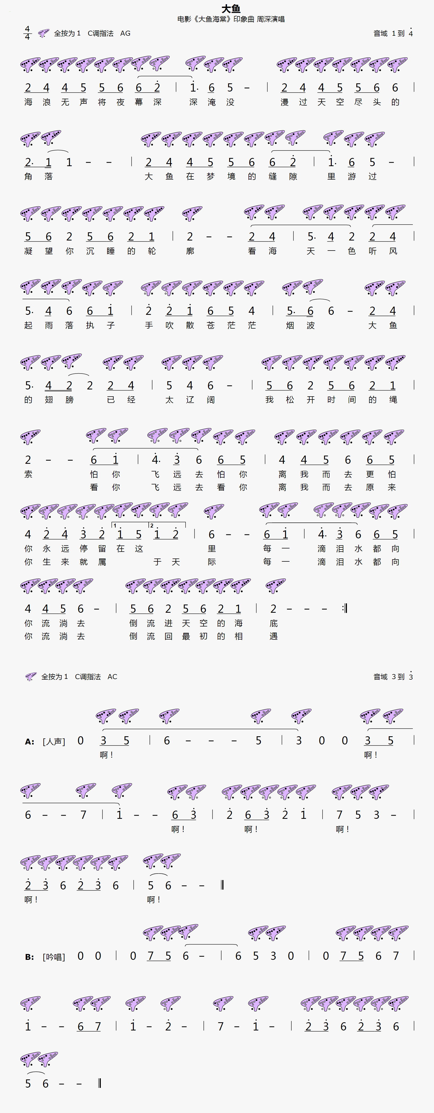 安和桥陶笛简谱_桥边姑娘简谱12孔陶笛(3)