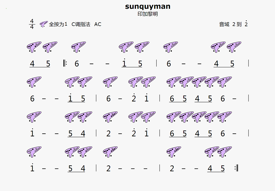 《sunquyman》12孔简谱